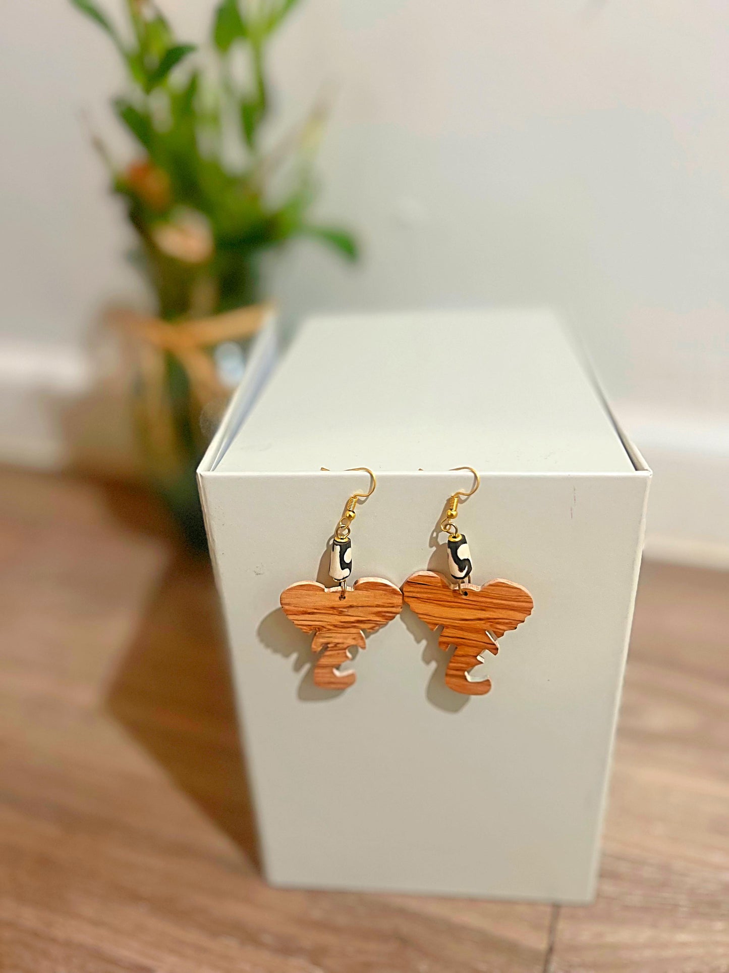 Wooden Elephant Earrings