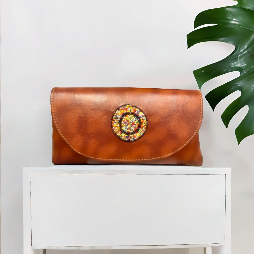 Brown Leather Clutch