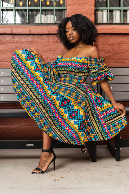 Queen Nzinga African print flirty dress
