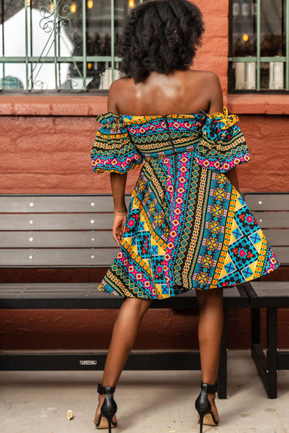 Queen Nzinga African print flirty dress